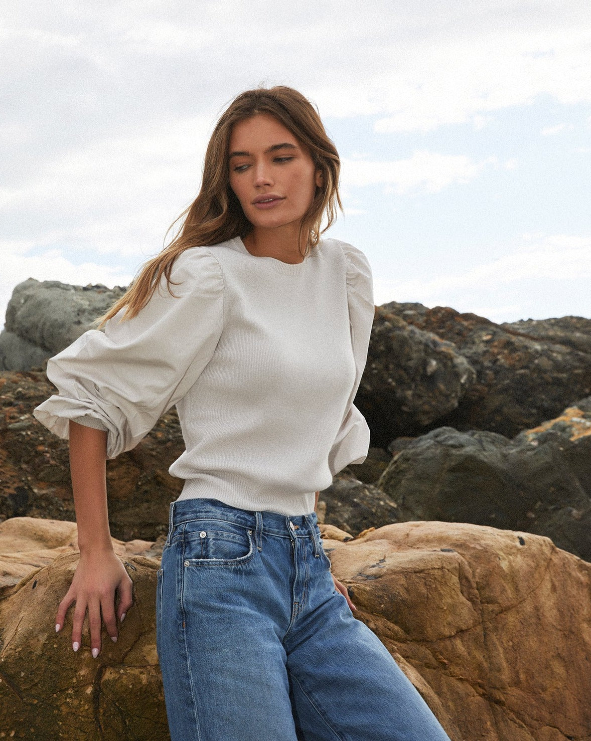 Puff Sleeve Womens Pretty Tops Tori Puff Sleeve Top Cream Broderie