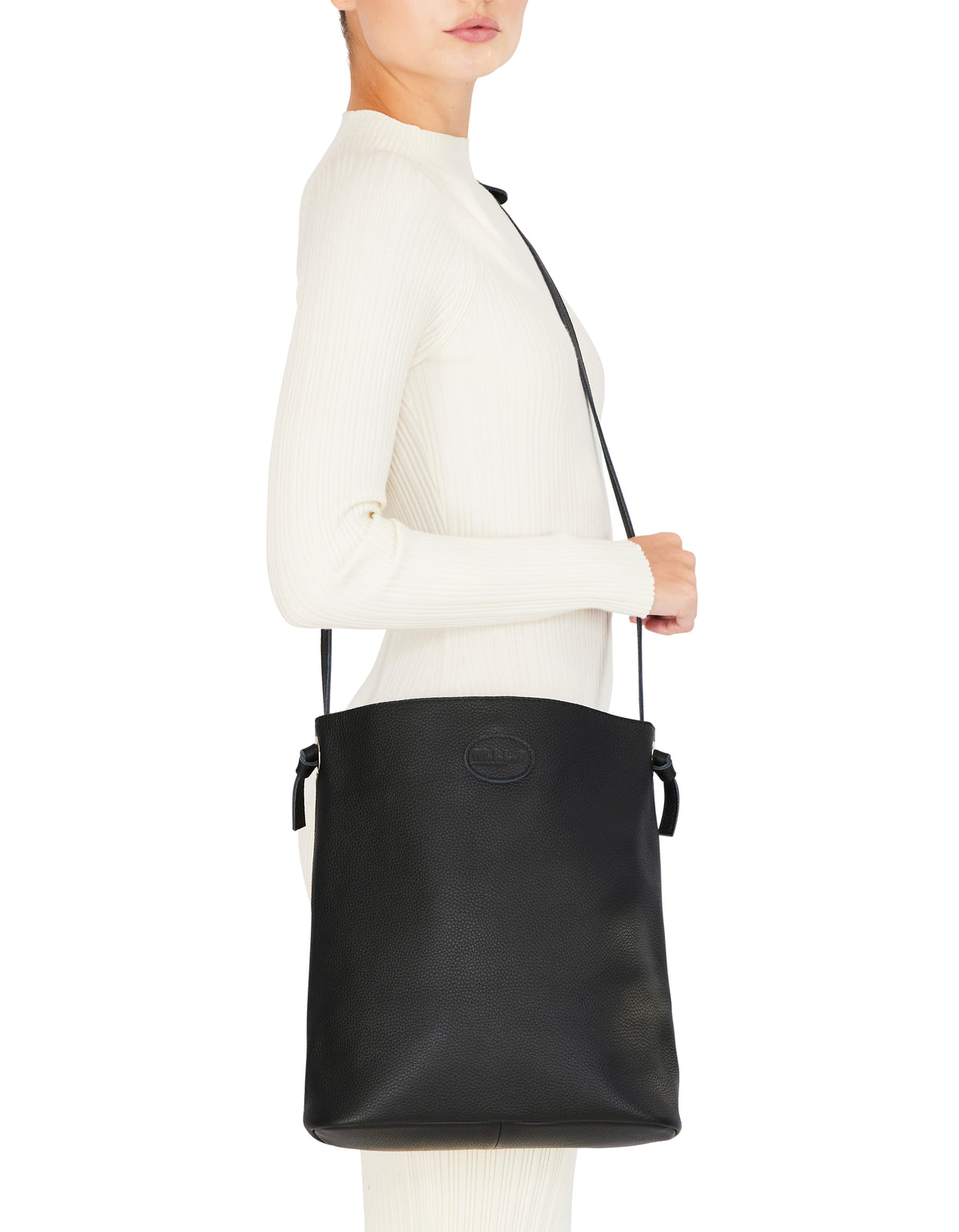 Jackie Leather Crossbody Bag | Black