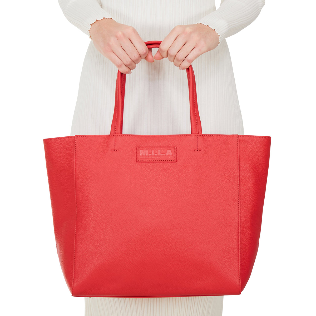 Luxury Leather Tote Bag | Strawberry