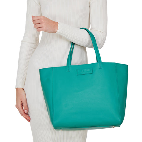 Luxury Leather Tote Bag | Teal Green